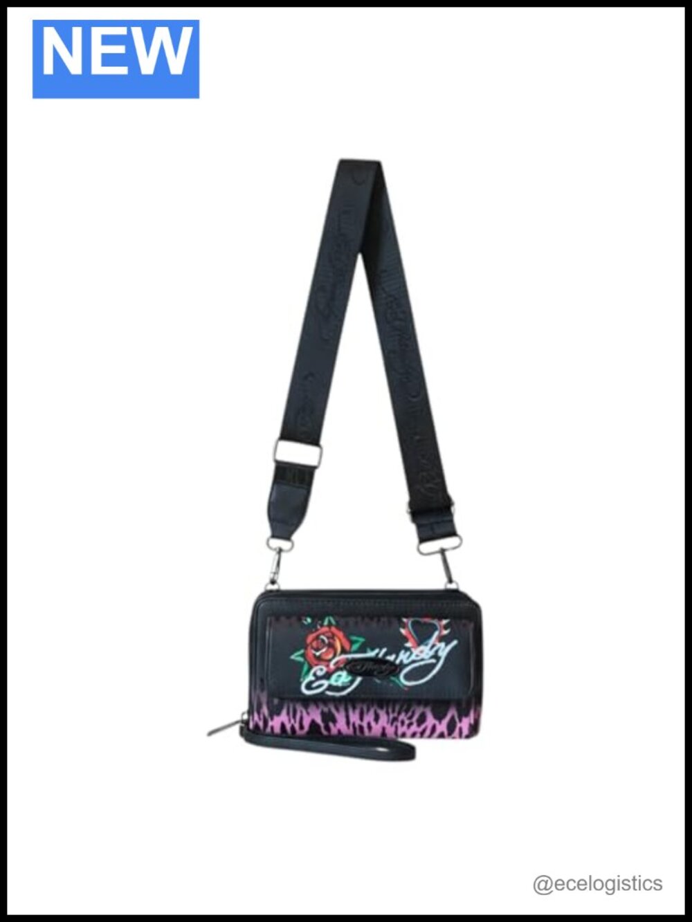 Faux Leather Wristlet Crossbody Wallet with Zip Closure
